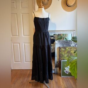 NWOT Peppermayo Havana Black Spaghetti-Strap Tiered Maxi Dress